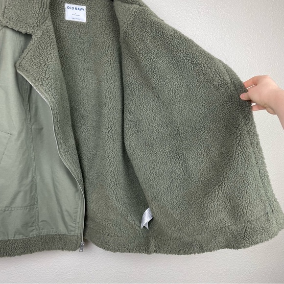 Old Navy Women's Large Sherpa-Lined Utility Jacket Dill Caper Green Coat - Picture 9 of 16